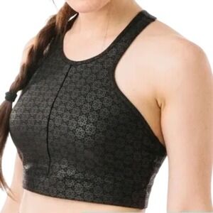 Zyia Active Black Flower Power Sports Bra,Size Medium, Activewear, Athletic, Gym